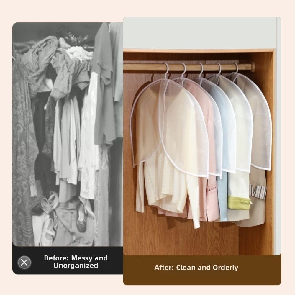 5Pcs Dustproof Hanging Suit Cover Moistureproof Transparent Closet Cover Clothes Dust Cover Coats