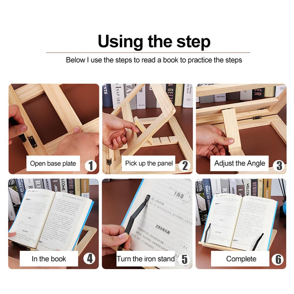 Портативный деревянный пюпитр для книг Деревянная подставка для чтения Регулируемый и складной пюпитр для кулинарных книг, рецептов, планшета
