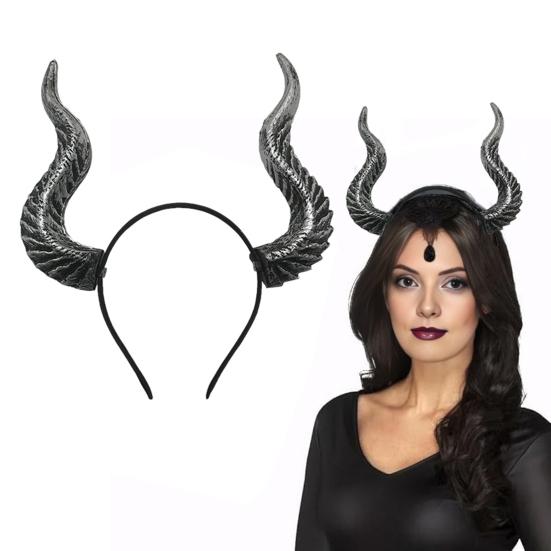 Повязка на голову с рогами дьявола Хэллоуин Готика Козлиные рога Ободок для волос Косплей Обруч для волос Аксессуары для Хэллоуинской вечеринки Маскарад