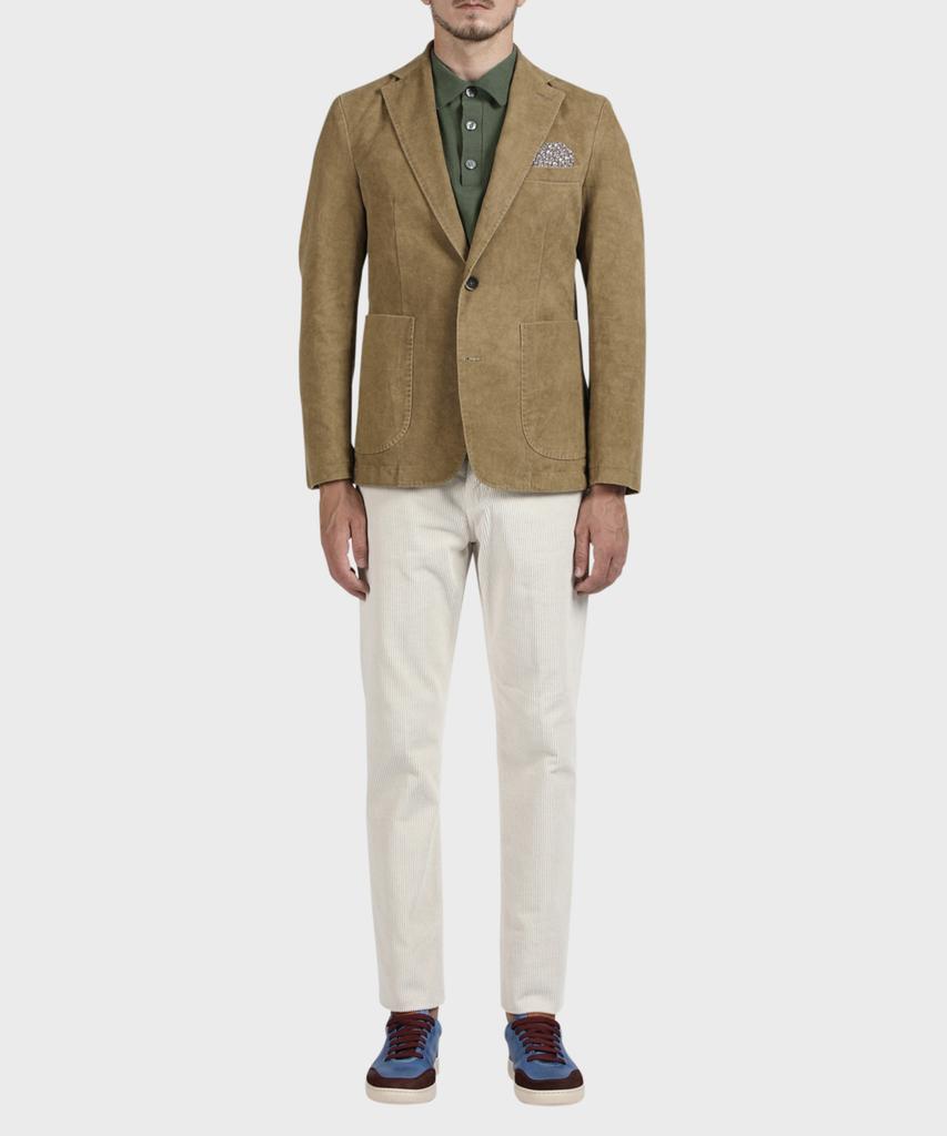 PANICALE Green Cotton Collared Knit
