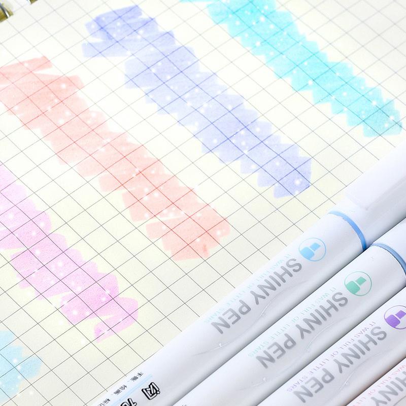 4 Colors Kawaii Glitter Highlighter Pen Pastel Chisel Pastel Highlighter Marker Scrapbook Painted Stationery School Supplies