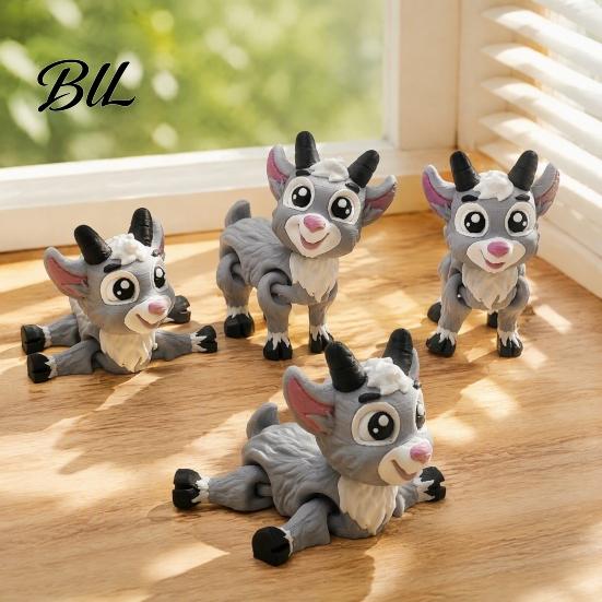 Goat Figurine with Movable Joints 1/2Pcs 3D Printed Fidget Toy, Cartoon Flexible Joints, Articulated Animal Figure for Desktop Decoration Action