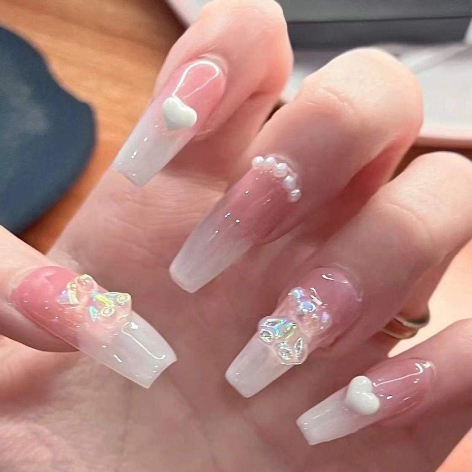 Маленький медвежонок Глиттер Румяна Аврора Градиент Нейл-арт - Сладкий Чистый Стиль Желания