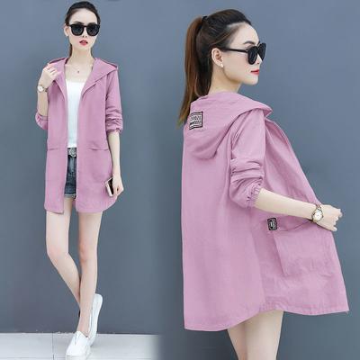 Женская летняя однотонная тонкая куртка с капюшоном, уличная солнцезащитная одежда, повседневная свободная куртка, пальто