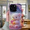 Phone Case: 2D flat design suitable for iPhone 18, 17, 16, 15, 14, 13 Pro film protective case, couple style, heart little bear, Christmas and Hallowe