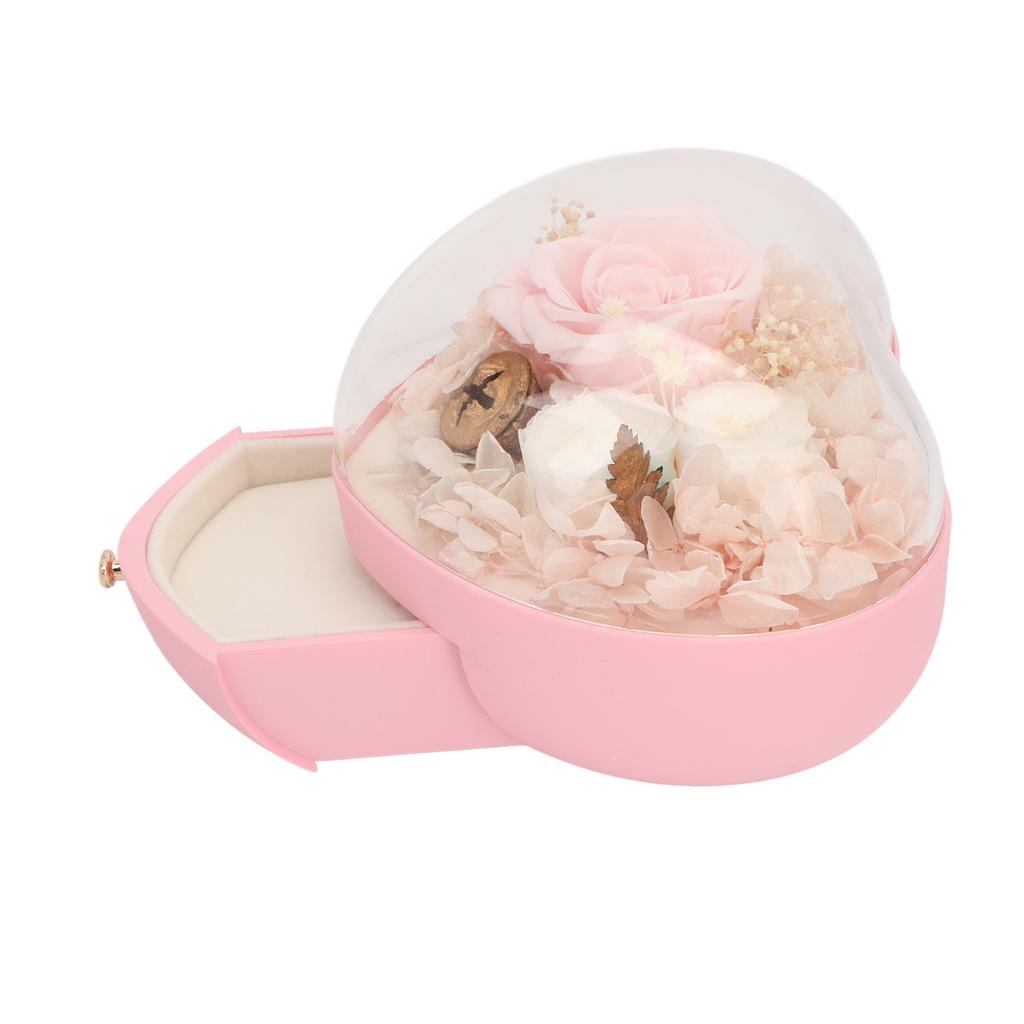 Шкатулка для украшений в форме сердца, свадебная, с сохраненным цветком, для хранения ожерелий и колец, органайзер для женщин