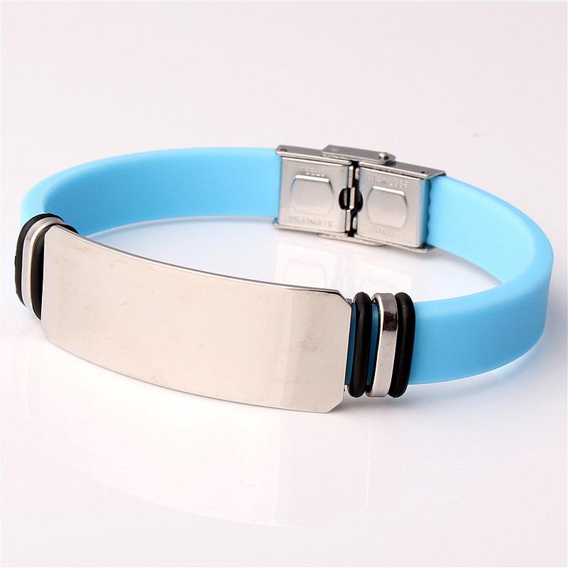 New Men and Women Sports Silicone Bracelet Stainless Steel Jewelry Basketball Bracelet Jewelry Accessories Black Bracelet