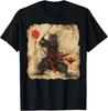 Samurai Cat Graphic Tee Warrior Japanese Art Anime T-Shirt E8