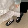 Queen Fan Retro Black French Flat-bottomed Shallow Mouth Single Shoes Women's 2025 New Autumn Soft-soled Mary Jane Shoes