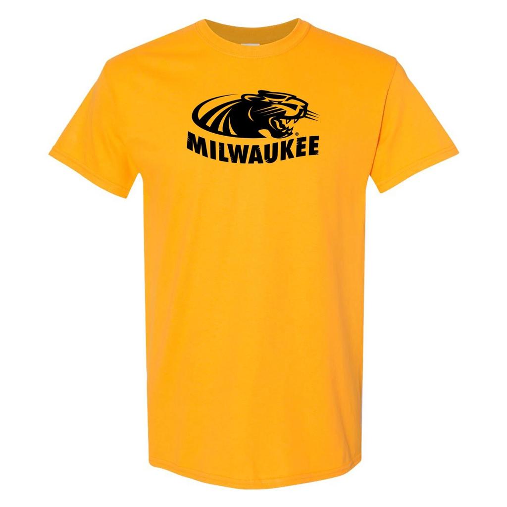Основной логотип UW-Milwaukee - Футболка для университета NCAA - Золотой