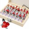 Rosfix Woodcut Pro 15 - Set of 15 Wood Cutters | 12mm Shank | Profile and Bearing Cutters | For Routers | Wooden Case