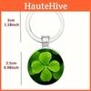Lucky Four Leaf Clover Pendant Keychain With Zinc Alloy Silver Finish For Gift Giving And Celebration