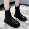 Female Shoes On Sale 2024 High Quality Sleeve Women's Boots Autumn Winter Round Toe Solid Middle Tube Chunky Heels Fashion Boots