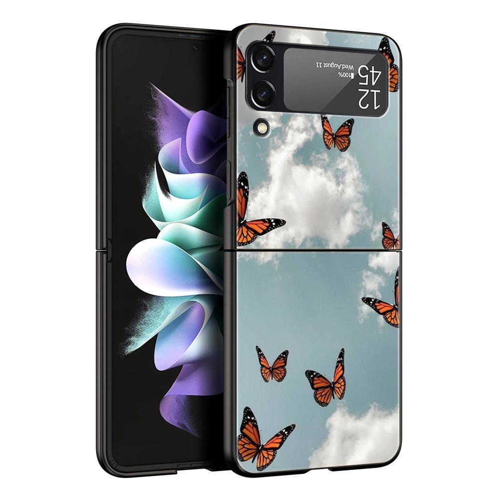 Чехол для телефона Z Flip 4 для Samsung Galaxy Z Flip 3 5G ZFlip3 Flip3 zflip Flip4, черный жесткий чехол для ПК, складной чехол в виде бабочки