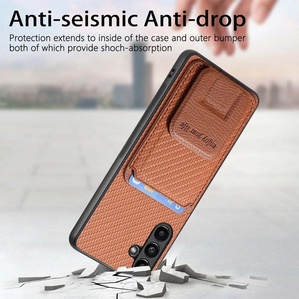 C1-11 For Samsung Galaxy A35 5G Case Carbon Fiber Texture Leather Coated TPU Phone Cover