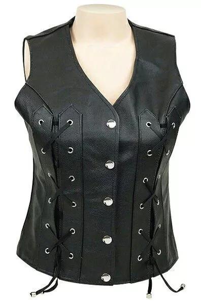 Кожаный жилет из овчины с черными пуговицами, пальто, жилет женский, классический, стильный, в стиле вестерн