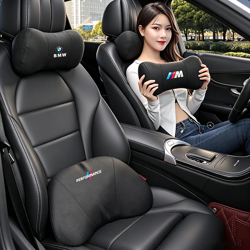 NTSM5 Motorcycle Sticker/Car Neck Protection Pillow Headrest Memory Cotton Lumbar Support For BMW M E46 E90 E60 F30 F10 E39 E36 F20 X5