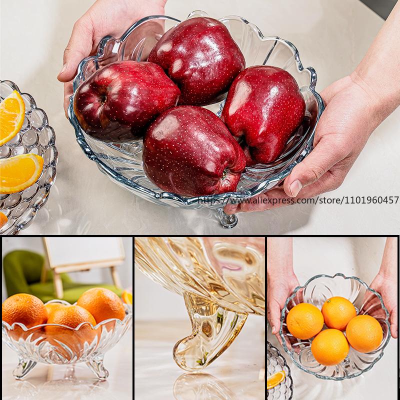 Современная креативная хрустальная стеклянная фруктовая тарелка для дома, конфетница, салатница для сухофруктов, украшение для кофейного столика в гостиной, хранение
