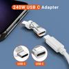 AUFU 240W USB C to Type C OTG Adapter 540 Rotation 5A Fast Charge Male To Female Converter for iPhone 16 MacBook Samsung Laptop 3
