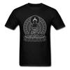 Men T-shirt BUDDHA OUTLINES Black White Cotton Tshirts Crew Neck T Shirt Casual Short Sleeve Tops Tees#Color