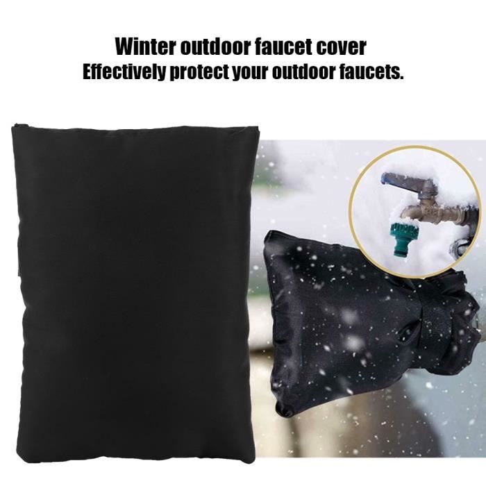 Zerone sac de protection de robinet d'hiver 2 PCS Noir Oxford Tissu Couverture De Robinet D'eau En Plein Air Hiver Anti Gel Outils