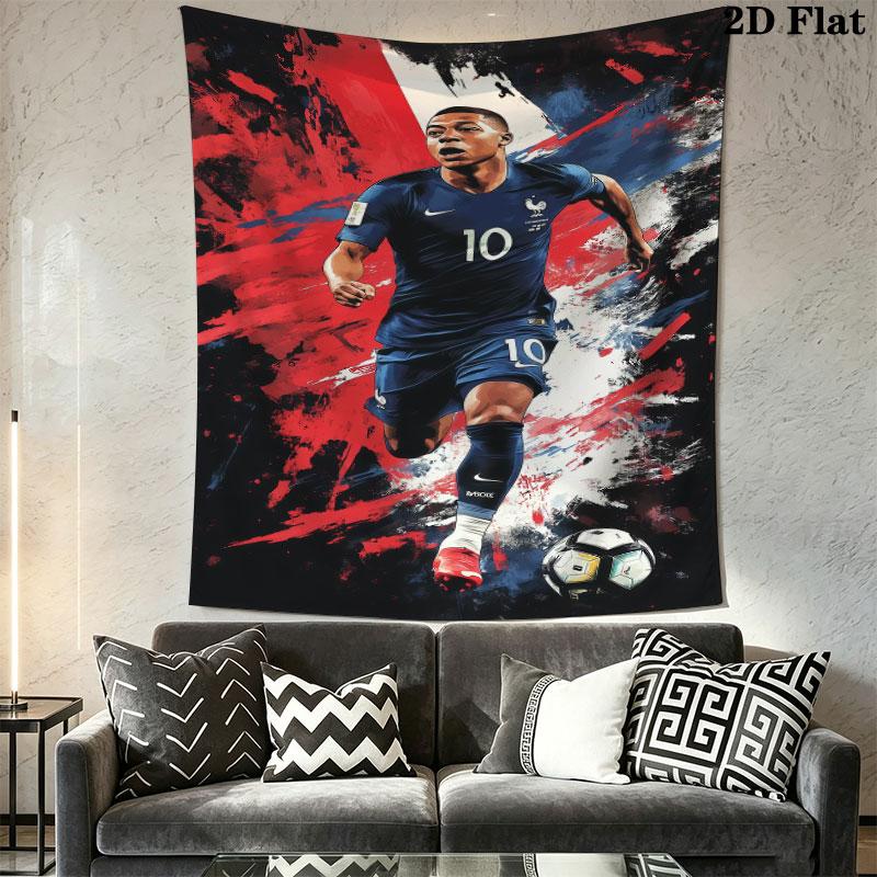 Kylian Mbappé Icon Wall Hanging Printed Fabric Blanket Decorative Tapestries for Bedroom Living Room Home Decor