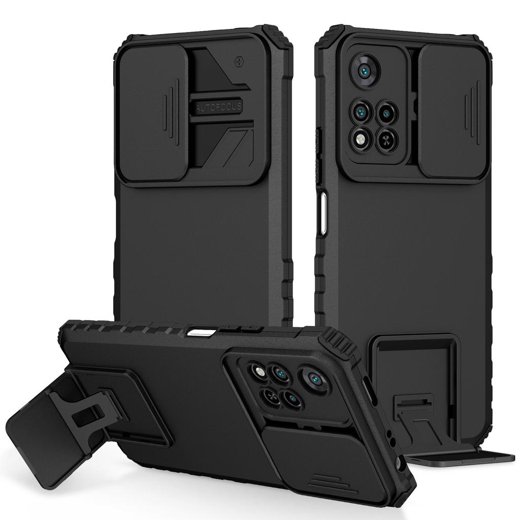 Shockproof Case For Redmi Note 10 4g 5g 10S 11SE 11Pro 4g 5g 12 Pro 4g 5g Slide Camera Lens Protection Stand Phone Cover