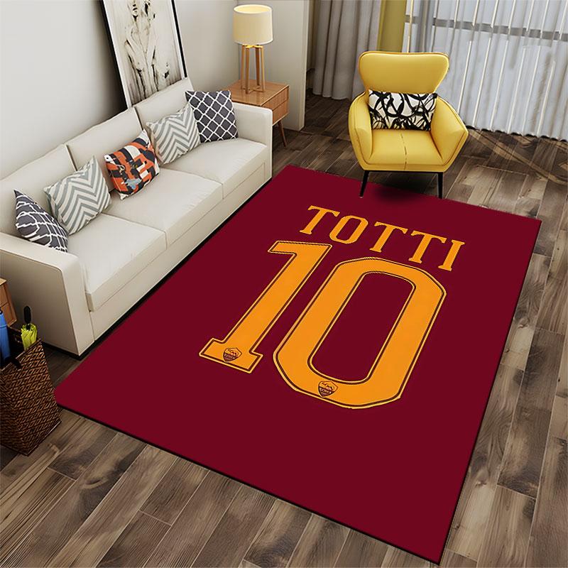 Totti 10 Red Football Carpet suitable as a non-slip mat for the living room or bedroom sofa