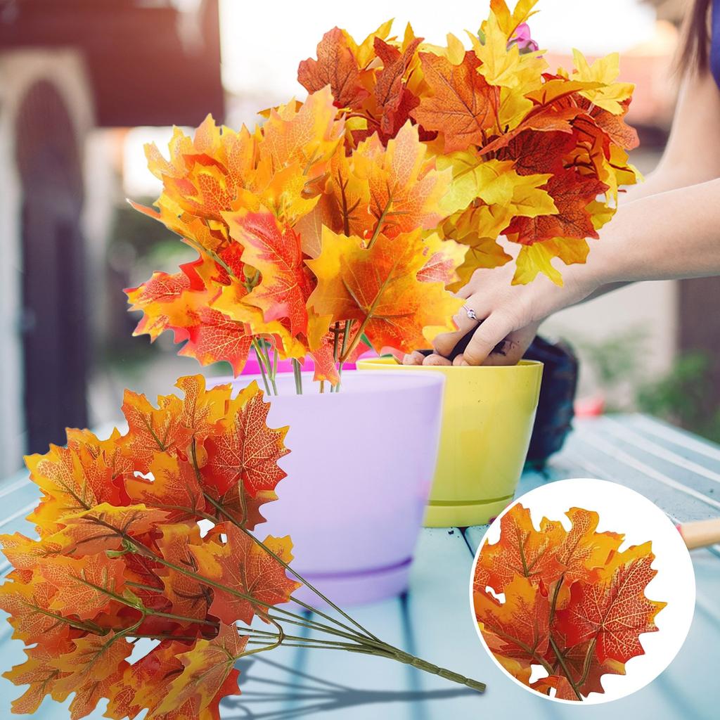 Maple Leaf Artificial Autumn Leaves Branches Fake Fall Flower Arrangement Thanksgiving Decoration Home Kitchen Table Centerpiece