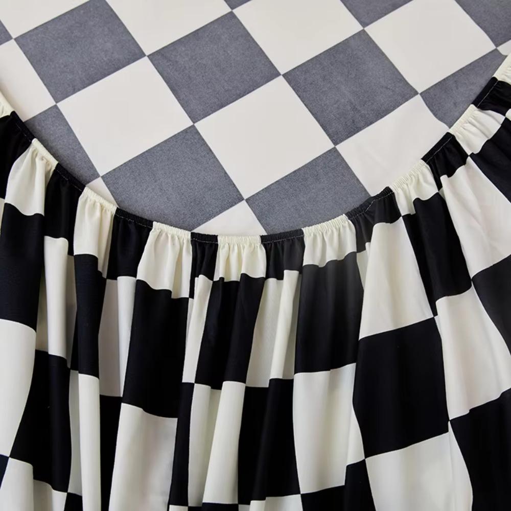 Checkered Pattern Fitted Bed Sheet Elastic Band Mattress Protector Mattress Cover  Single Bed