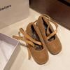 Fashion 2024 Winter Women's Flat Heel Round Toe Ballet Short Plush Single Shoe