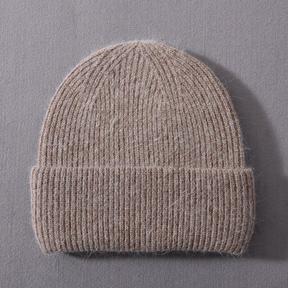 Autumn and winter solid color angora rabbit down long hair men and women pullover two refurbished color warm knitted wool hat