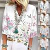 Women's Shirt Blouse Casual Loose Shirts 3/4 Sleeve Print V Neck Tops Print Tops T-shirts Tee
