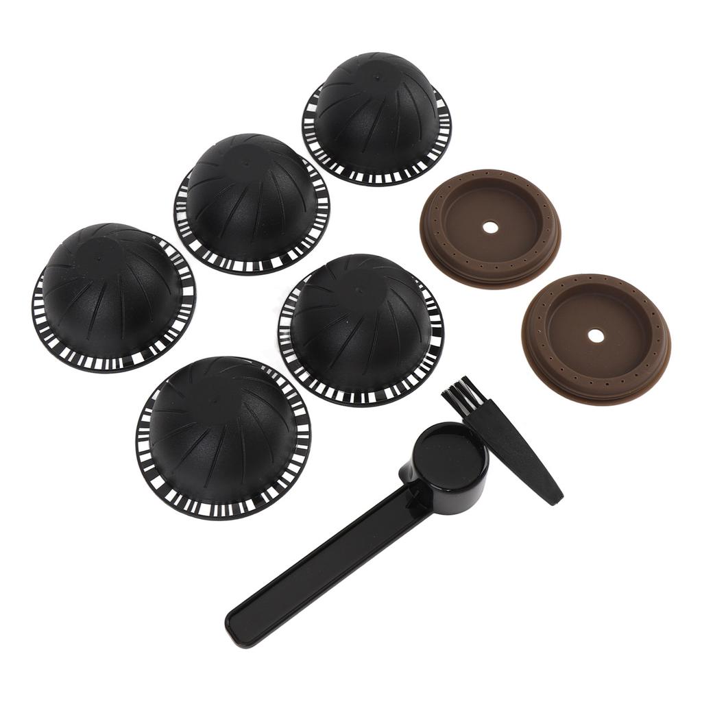 5 шт. многоразовых кофейных капсул, многоразовые кофейные капсулы с 2 крышками, 1 ложка-кисточка для приготовления кофе