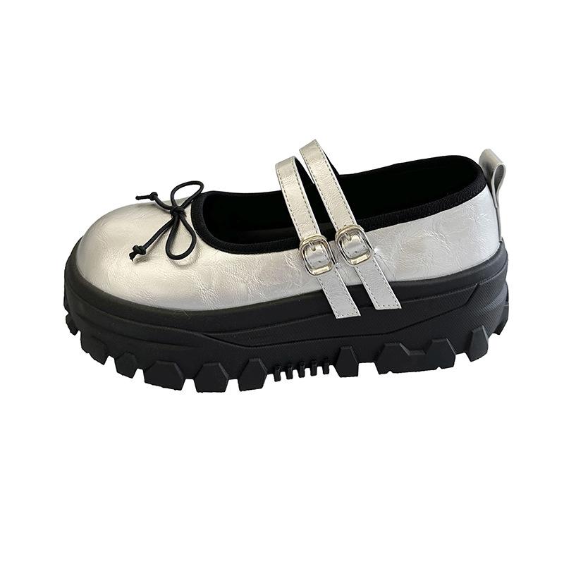 Модные универсальные черные ретро туфли на толстой подошве с мелким вырезом, одинарные туфли, женские, лето 2025, новые туфли Мэри Джейн на платформе