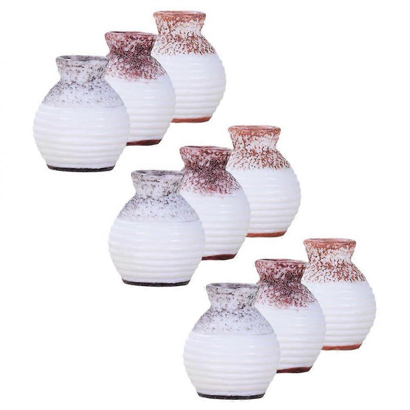 Resin Vase Ornaments Mini Vase Models for Decor 9Pcs Supply