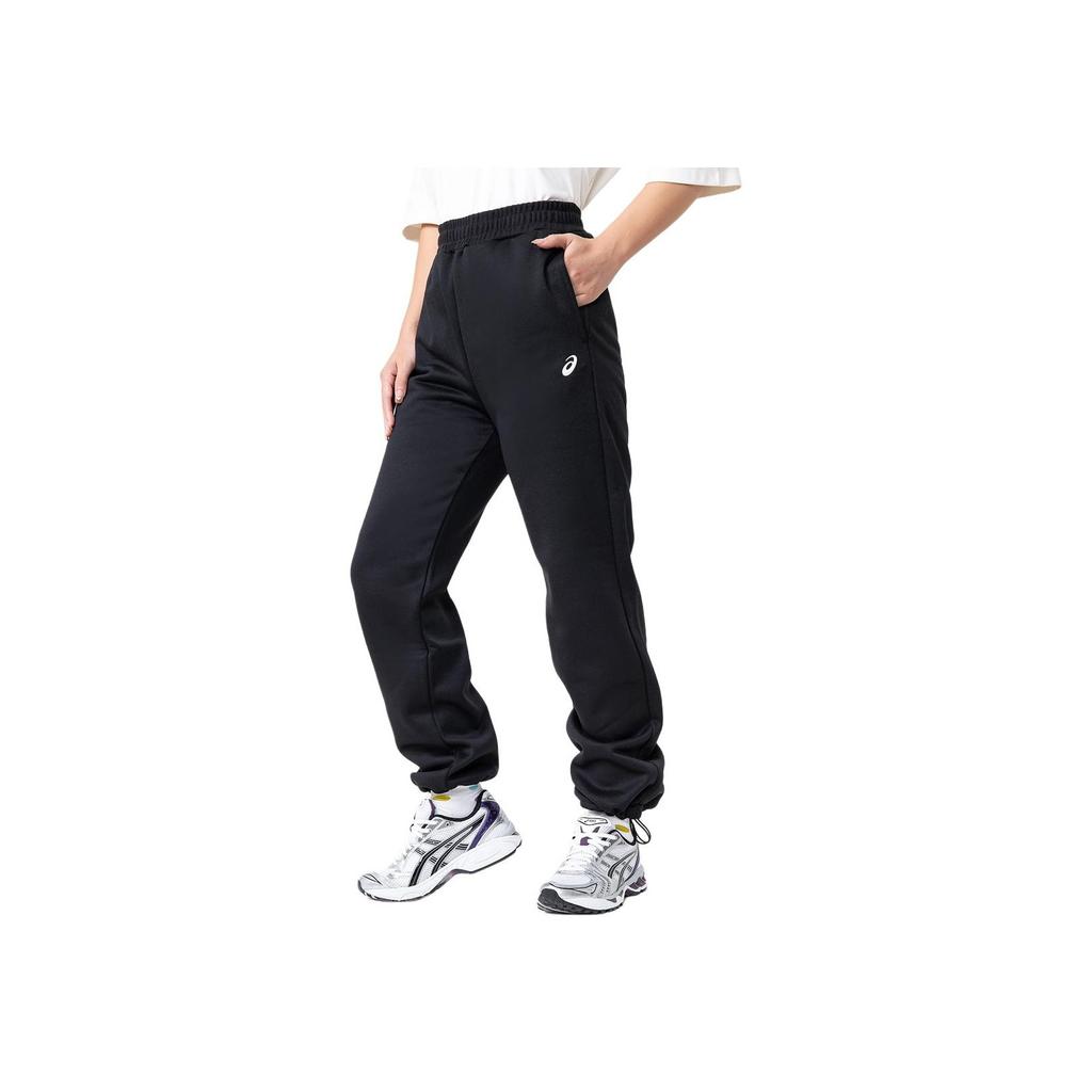 Asics Solid Color Outdoor Casual Elastic Cuffed Straight Loose Warm Knitted Sports Pants Women Bottoms Black 2032D048-001