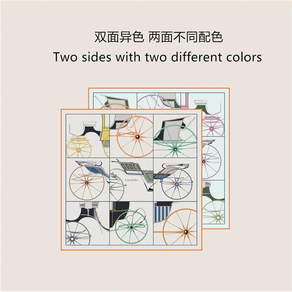 70CM Handmade Double-Side Printed Imitation Silk Scarf Roll Edge Luxury Pattern High Quality Women Scarf Wraps Echarpes Foulards