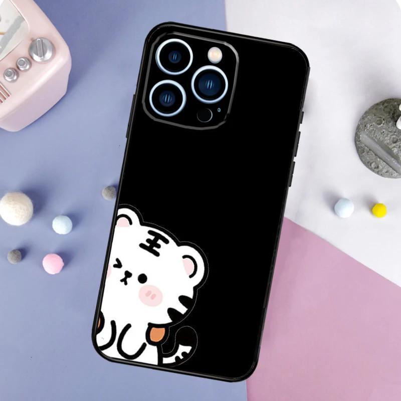 Чехол для мобильного телефона Apple Iphone15 Pro, милый чехол для мобильного телефона с изображением тигра и парой волос, устойчивый к падениям, Huawei Three
