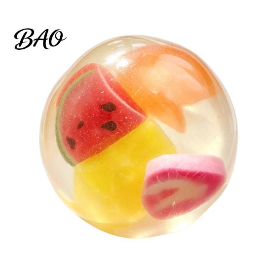 Portable Stress Relievers Shapeable Pearlescent Ball Fidget Toy, Anxiety Relief Clear Squeeze Fake Fruit Inside Toy for Kids Adults Hand Therapy Balls