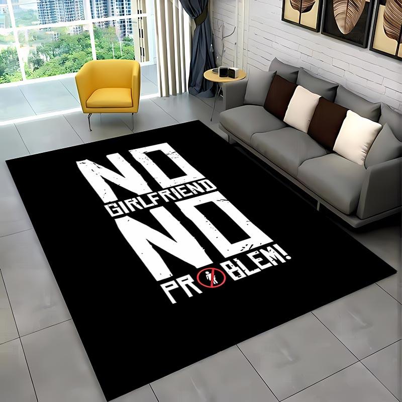 Забавные слова Черно-белый цвет Ковер, Предметы домашнего обихода для гостиной и спальни Коврики для дивана, Дверной коврик Напольный Противоскользящий коврик, Подарок