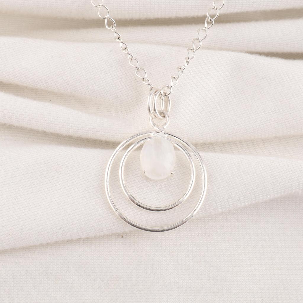 Подвеска из радужного лунного камня, Ювелирные изделия из драгоценных камней, Подвеска из стерлингового серебра 925 пробы, Подвеска для медитации ручной работы