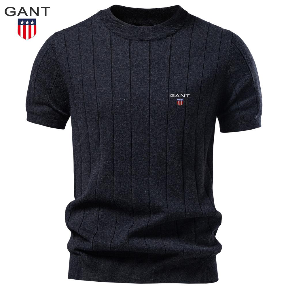 Gant Весна/Лето Новый мужской хлопковый круглый вырез шерстяной короткий рукав футболка с вышивкой высокого качества