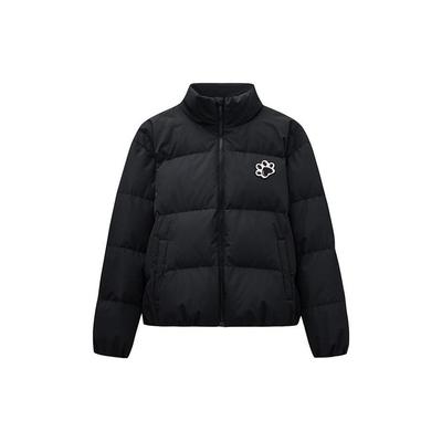 Пуховик Lifestyle Series Solid Color с застежкой-молнией и воротником-стойкой, женские куртки Basic-Black 962348909-2