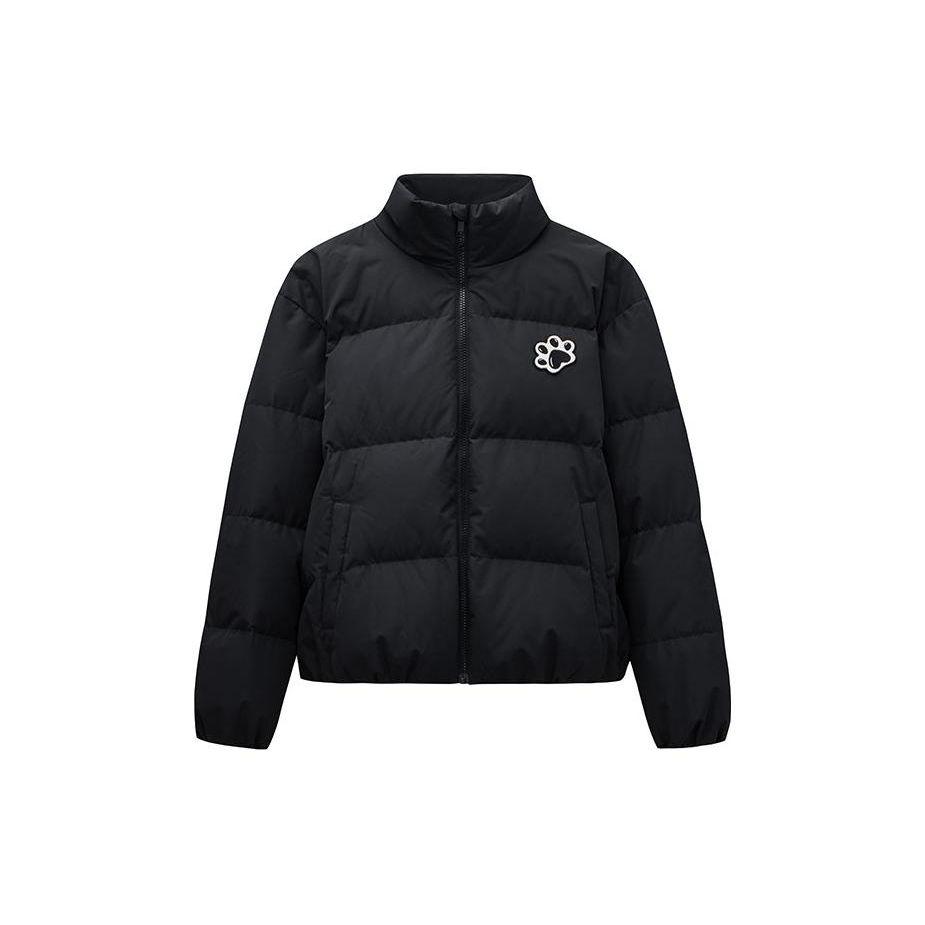 Anta Пуховик Lifestyle Series Solid Color с застежкой-молнией и воротником-стойкой, женские куртки Basic-Black 962348909-2
