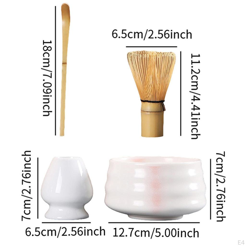 Набор из 4 венчиков для чая матча, полный набор керамических инструментов для заваривания чая в чаше,