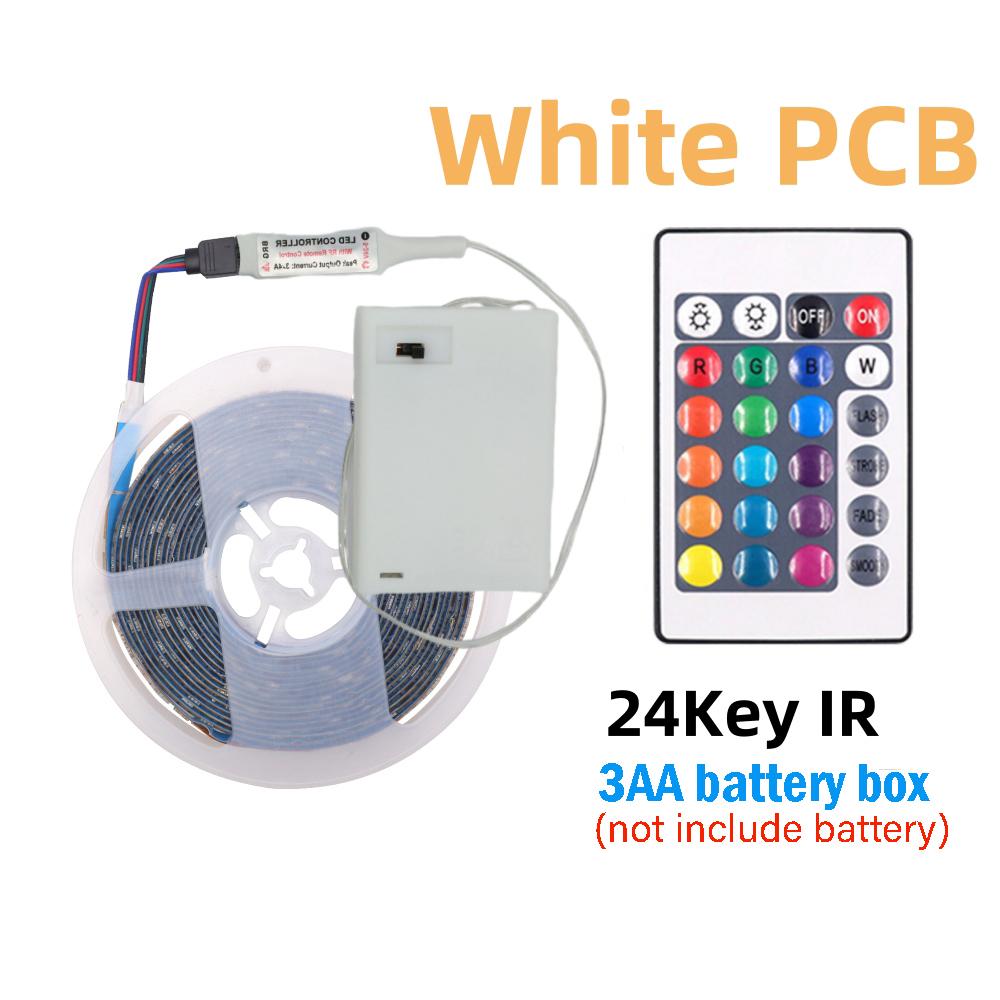 3AA Battery Power RGB Led Strip Light 5V 5050 SMD with 3/17/24Key Remote Control Lamp Flexible Waterproof Light TV Backlight