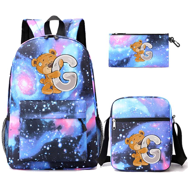 3 шт./компл., рюкзак с 26 английскими буквами, рюкзак для мальчиков и девочек, кавайная сумка на плечо, пенал, студенческая сумка