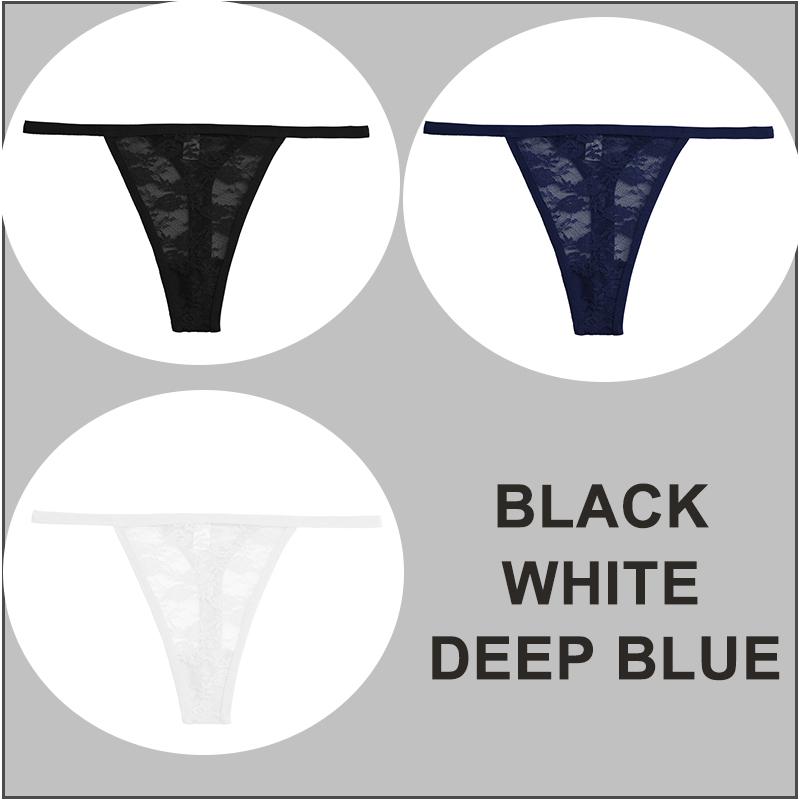 3PCS/Set Sexy G-string Panties Women Thongs Lace Underwear Pantys Low-Waist Femme Underpants Mesh Transparent Lingerie