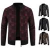 Autumn and Winter New Men's Fleece Knitted Cardigan Fashion Baseball Collar Jacket Men's Casual Plaid Sweater Jacket